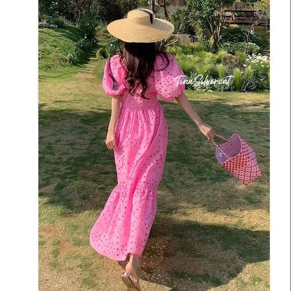 BLOGGER'S FAVE! Zara Openwork Embroidered Pink Dress NWT - Picture 16 of 16